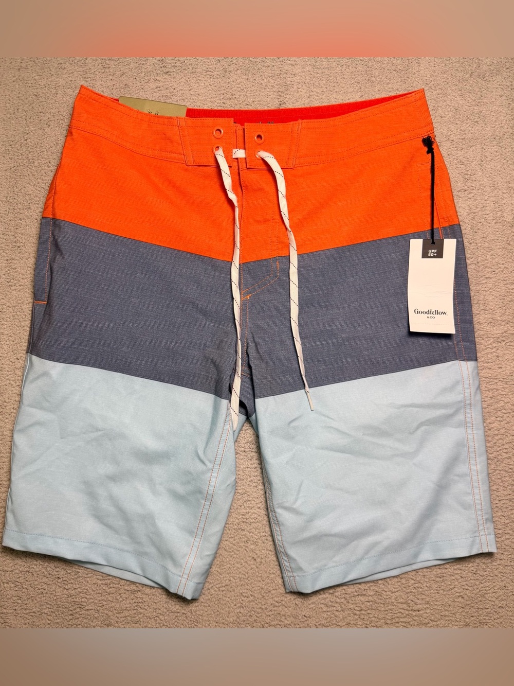 Goodfellow & Co Orange, Gray & Light Blue Colorblock Swim Shorts